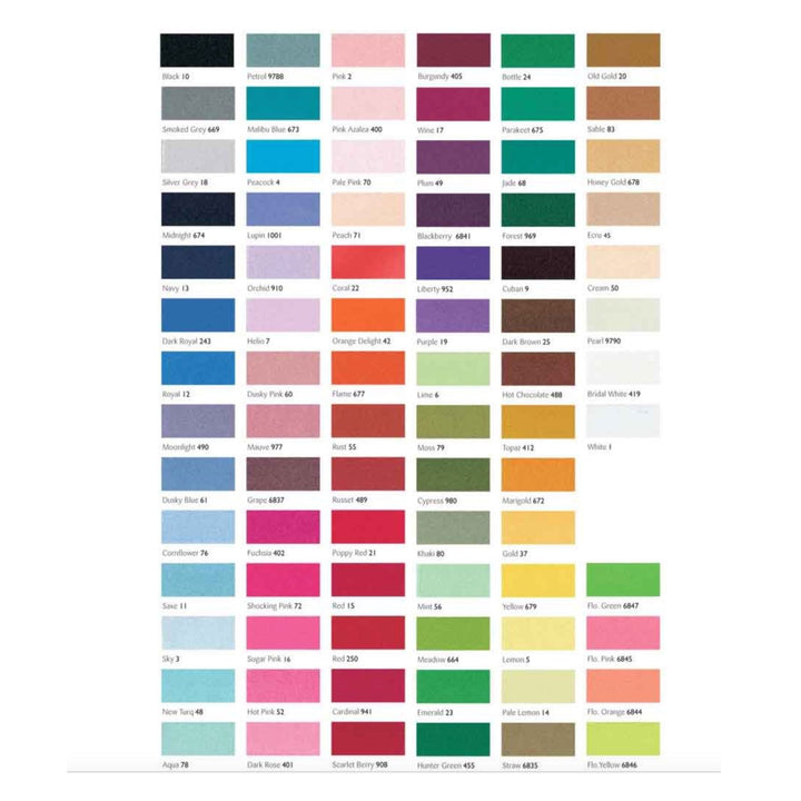 Berisfords Double Satin Shade Card article 3501