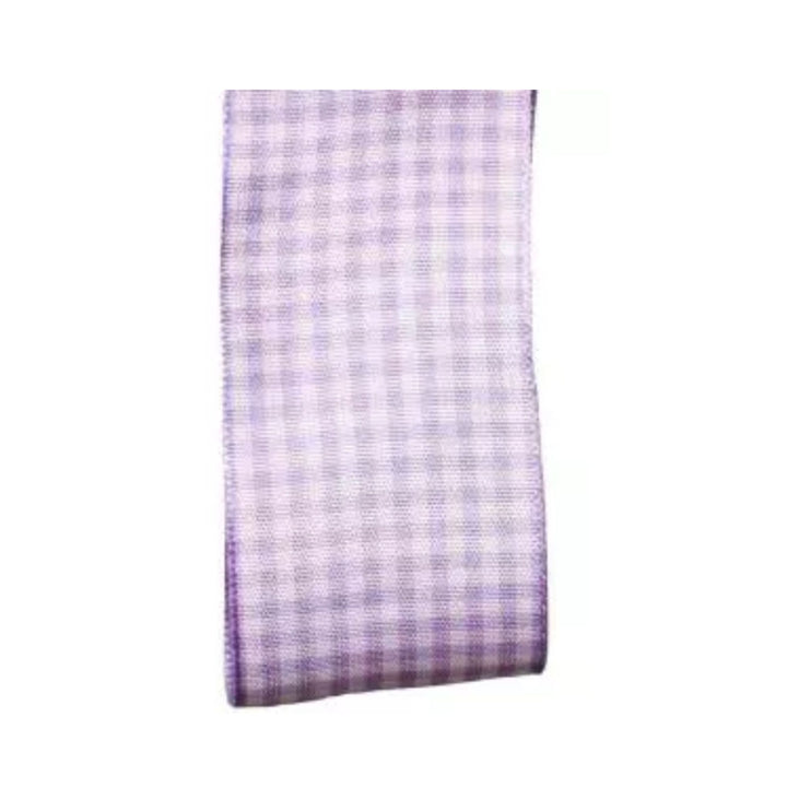 Lilac woven gingham ribbon by Berisfords Article 7391