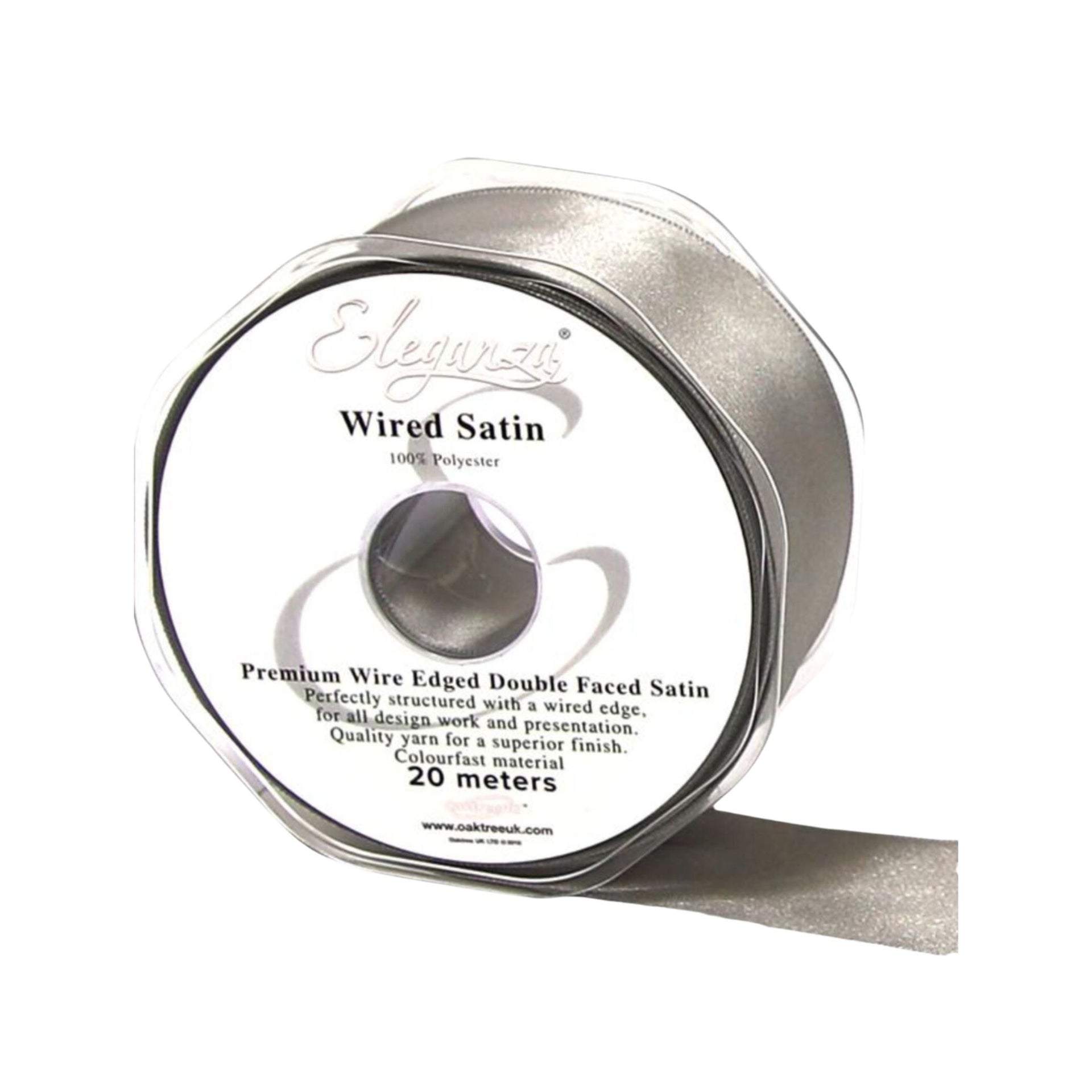 Silver Grey Wired Edged Satin Ribbon