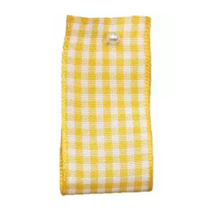 Woven Gold Gingham Ribbon By Berisfords Article 7391