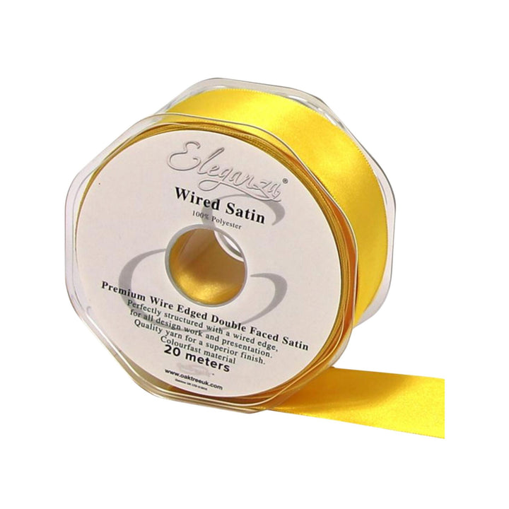 Yellow Wired Edged Satin Ribbon 